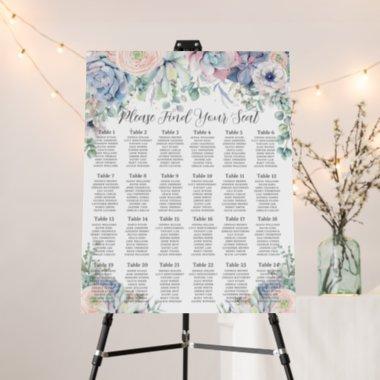 Chic Succulents Blush Floral Wedding Seating Chart Foam Board