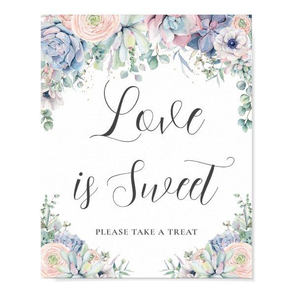 Chic Succulents Blush Floral Wedding Sweet Treat Poster