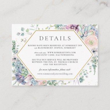 Chic Succulents Floral Greenery Wedding Details Enclosure Invitations
