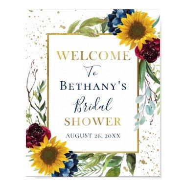 Chic Sunflower Floral Gold Glitter  Poster