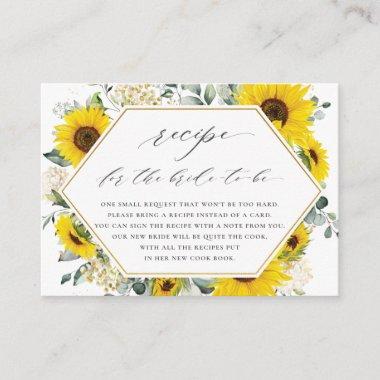 Chic Sunflower Floral Recipe for the Bride to Be Enclosure Invitations