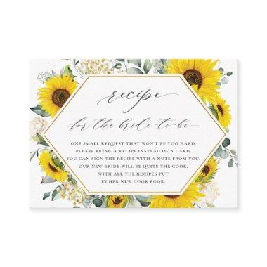 Chic Sunflower Floral Recipe for the Bride to Be Enclosure Invitations