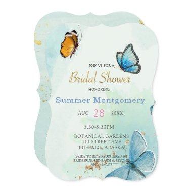 Chic Teal Blue Watercolor Butterfly