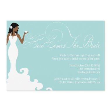 Chic Teal Here Comes the Bride Shower Invite