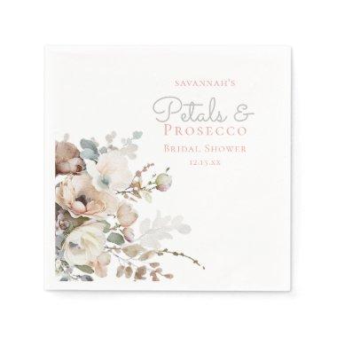 Chic Teal Petals and Prosecco Floral Bridal Shower Napkins
