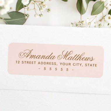 Chic trendy blush pink calligraphy script address label