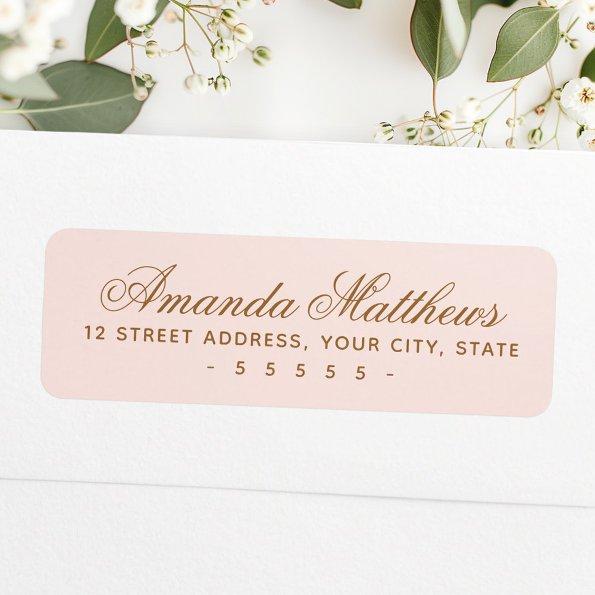 Chic trendy blush pink calligraphy script address label