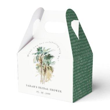 Chic Tropical Watercolor Palm Trees Bridal Shower Favor Boxes