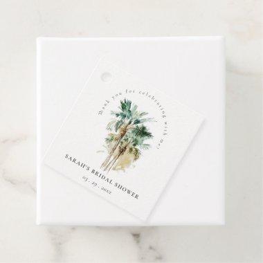 Chic Tropical Watercolor Palm Trees Bridal Shower Favor Tags