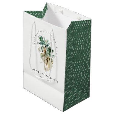 Chic Tropical Watercolor Palm Trees Bridal Shower Medium Gift Bag