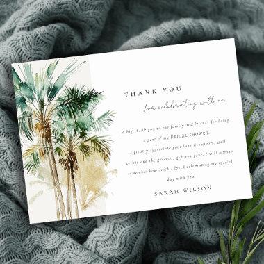 Chic Tropical Watercolor Palm Trees Bridal Shower Thank You Invitations