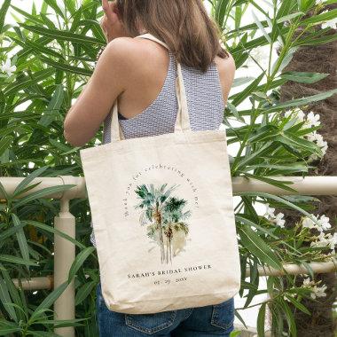 Chic Tropical Watercolor Palm Trees Bridal Shower Tote Bag