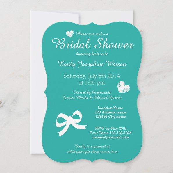Chic turquoise blue bridal shower invitations