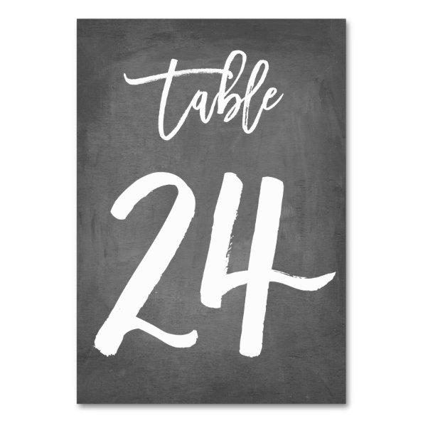Chic Typography Chalkboard Table Number | Table 24