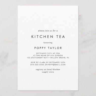 Chic Typography Kitchen Tea Bridal Shower Invitations