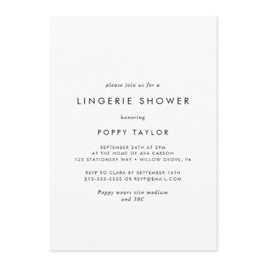 Chic Typography Lingerie Shower Invitations