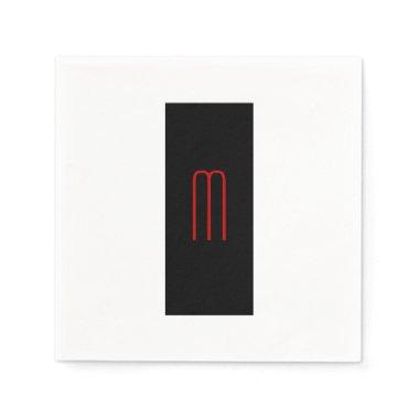 Chic Unique Monogram Black White Plain Simple Napkins