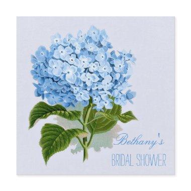 Chic Vintage Blue Hydrangea Flower Bridal Shower Invitations