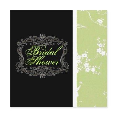 Chic Vintage Green Floral Bridal Shower Invitations