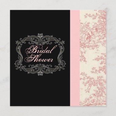 Chic Vintage Pink Floral Bridal Shower Invitations