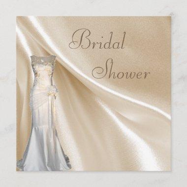Chic Vintage Wedding Dress Bridal Shower Invitations