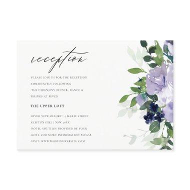 Chic Violet Purple Floral Leafy Wedding Reception Enclosure Invitations