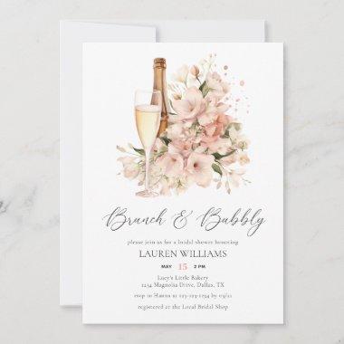 Chic Watercolor Brunch and Bubbly Bridal Shower Invitations