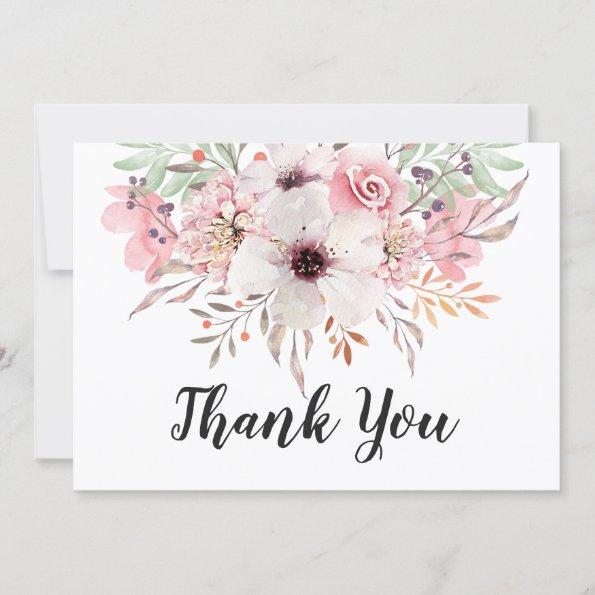 Chic Watercolor Country Floral Thank You Invitations