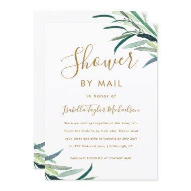 Chic Watercolor Greenery Bridal Shower by Mail Invitations