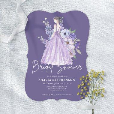 Chic Watercolor Purple Flower Script