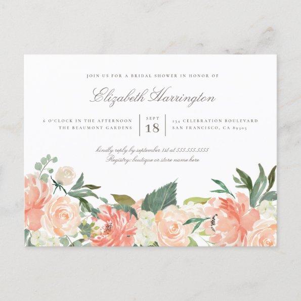Chic Watercolor Spring Floral Bridal Shower Invitation PostInvitations