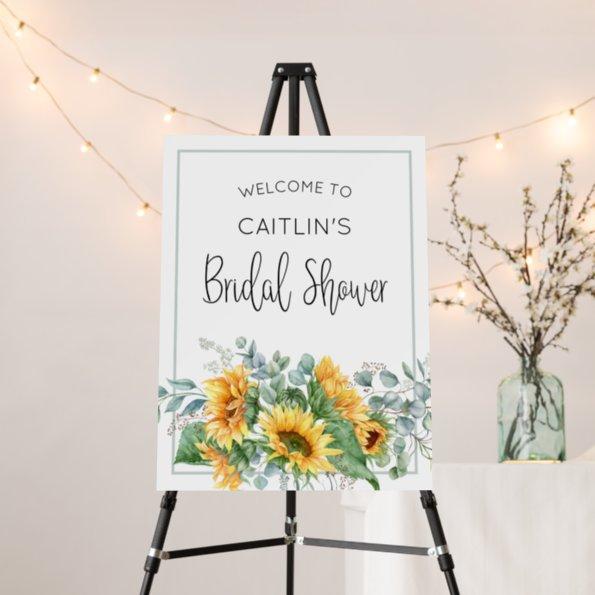 Chic Watercolor Sunflower Bridal Shower Welcome Foam Board