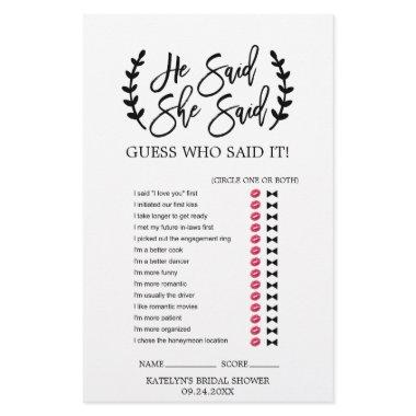 Chic White Black Branches "He Said She Said" Game Flyer