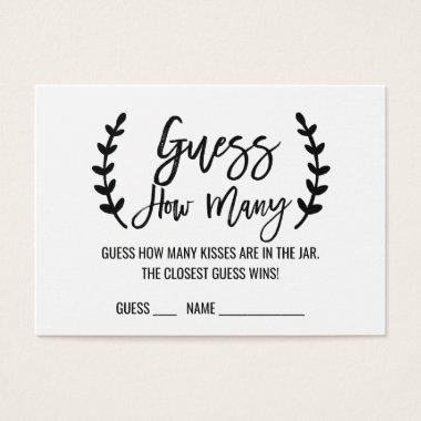 Chic White Black Guess How Many Kisses Game Invitations