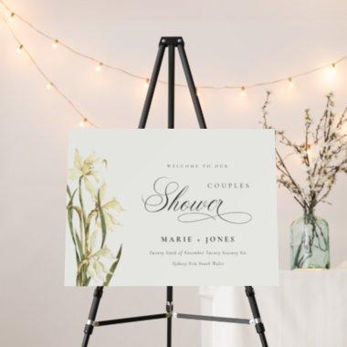 Chic White Daffodil Floral Couples Shower Welcome Foam Board