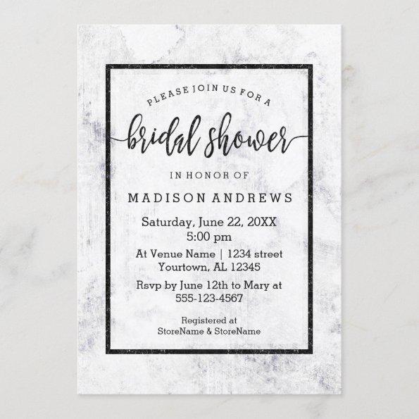 Chic White & Gray Marble Bridal Shower Invitations