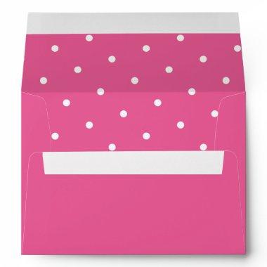 Chic White Polka Dot Pattern Hot Pink Envelope