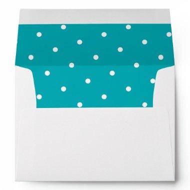 Chic White Polka Dot Pattern Turquoise Lined Envelope