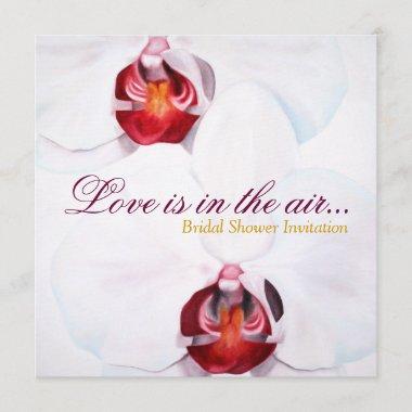 Chic white red orchids bridal shower invites