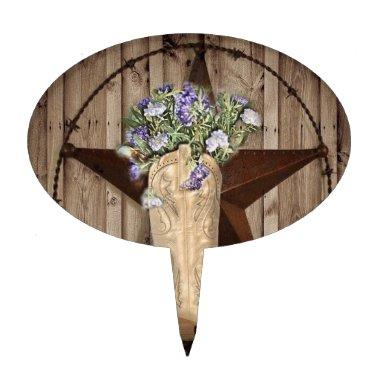 Chic Wildflower Texas Star Western country cowgirl Cake Topper