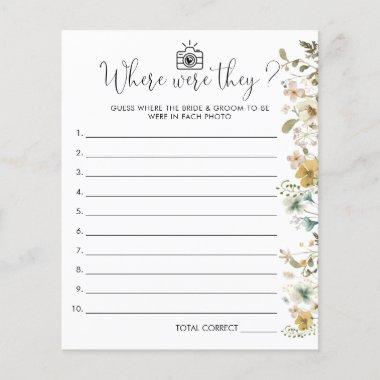 Chic Wildflower Where Were They Bridal Shower Game