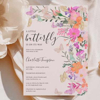 Chic wildflowers spring butterfly baby shower Invitations