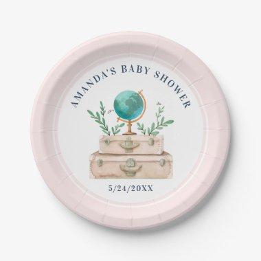 Chic World Travel Suitcases Baby Shower Party Food Paper Plates