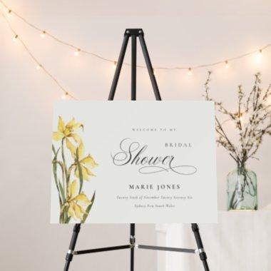 Chic Yellow Daffodil Floral Couples Shower Welcome Foam Board