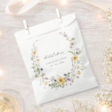 Chic Yellow Lilac Wildflower Wreath Bridal Shower Favor Bag