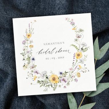 Chic Yellow Lilac Wildflower Wreath  Napkins