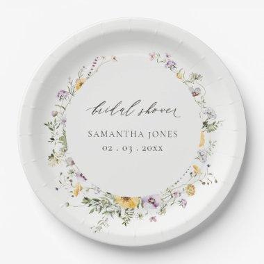 Chic Yellow Lilac Wildflower Wreath  Paper Plates
