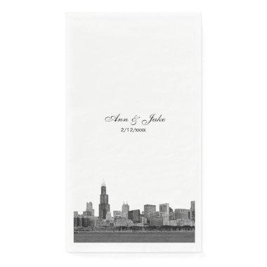 Chicago Skyline Etched Look Skyline Wedding Paper Guest Towels