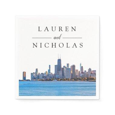 Chicago Skyline Personalized Wedding Napkins
