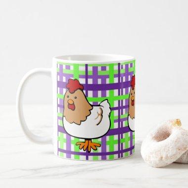 Chicken Green Purple Plaid Mug